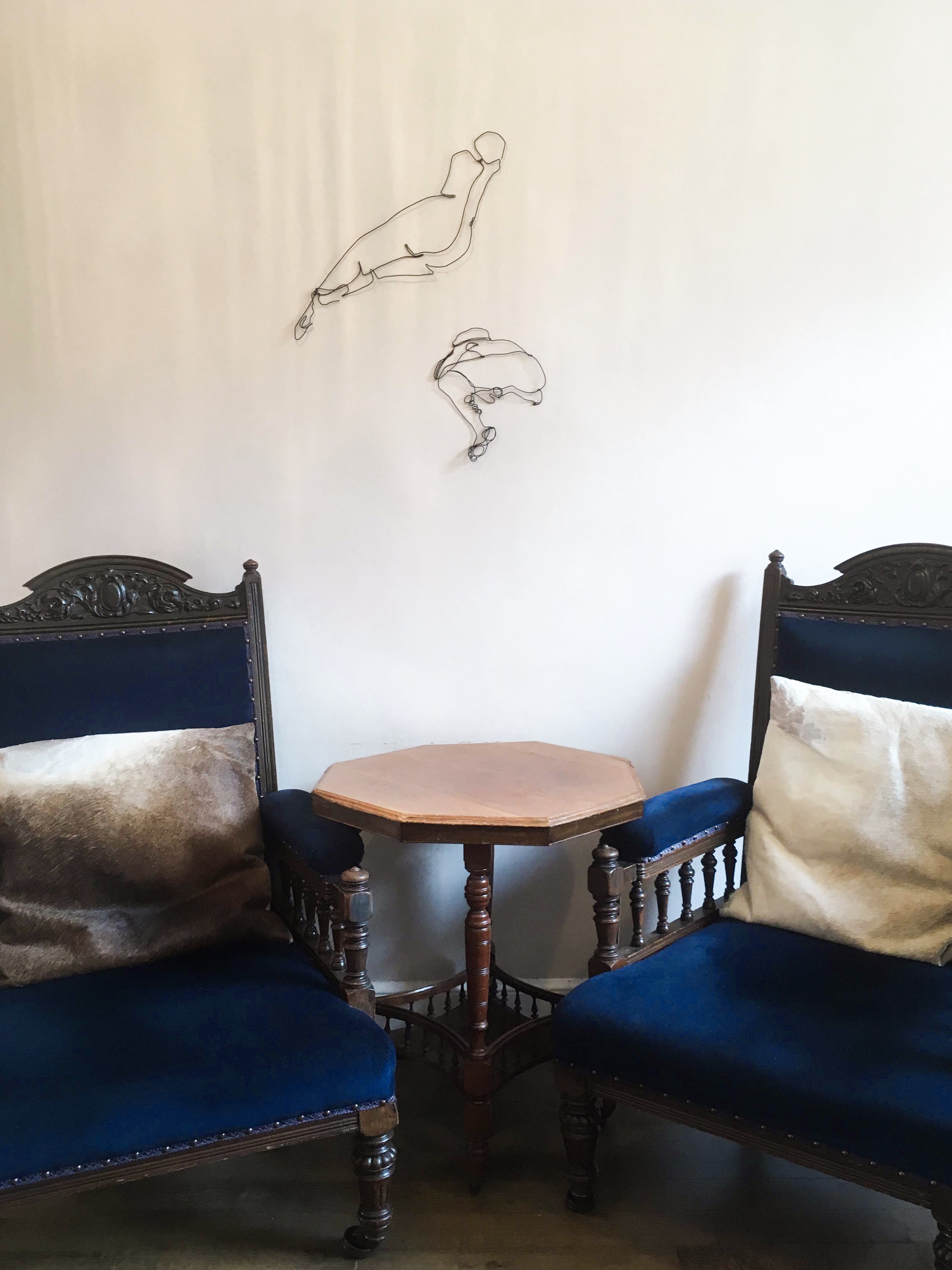 Coffee in Edinburgh: Strumpets. Blue Velvet Armchairs